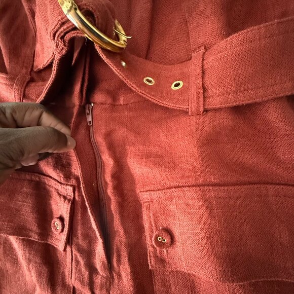 House Of Harlow 1960 Womens Linen Blend Romper With Belt Size 6 - Picture 7 of 14
